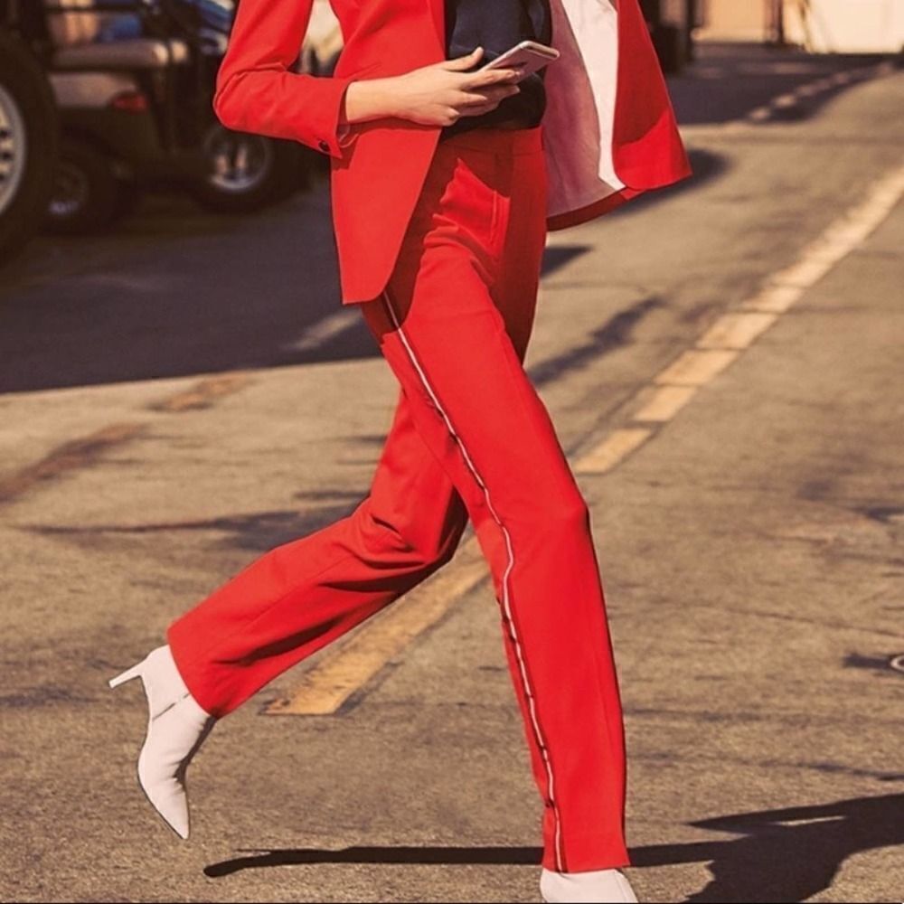 Rag & Bone Oman Tux-Stripe Red Pants